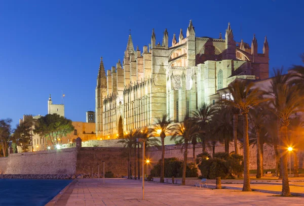 Palma Mallorca 黄昏时的La Seu大教堂 — 图库照片