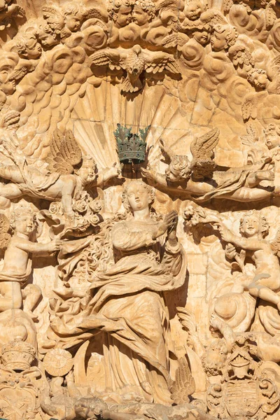 Palma Mallorca Spain January 2019 Statue Immaculate Conception Baroque Portal — Stockfoto