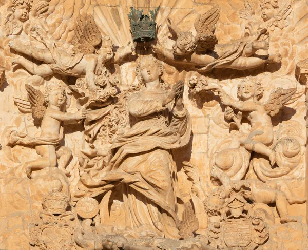 Palma Mallorca Spain January 2019 Statue Immaculate Conception Baroque Portal — Stock Photo, Image