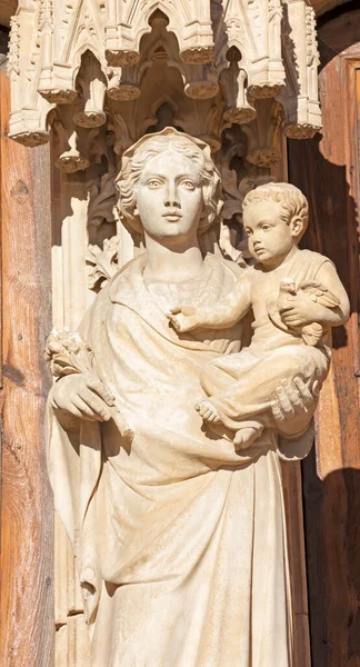 Palma Mallorca Spain January 2019 Madonna South Portal Cathedral Seu — Stock Photo, Image