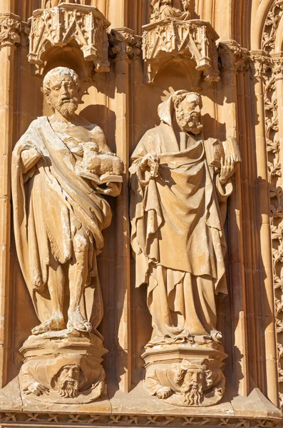 Palma Mallorca Espanha Janeiro 2019 Detalhe Portal Sul Catedral Seu — Fotografia de Stock