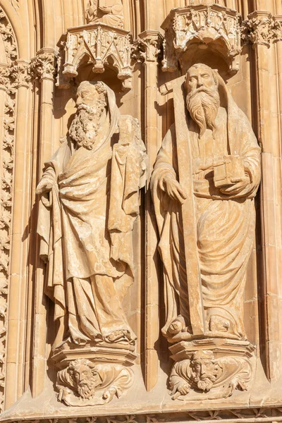 Palma Mallorca Spain January 2019 Detail South Portal Cathedral Seu — 图库照片