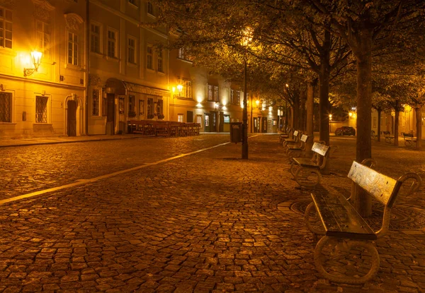 Praga Pequena Praça Mala Strana Noite — Fotografia de Stock