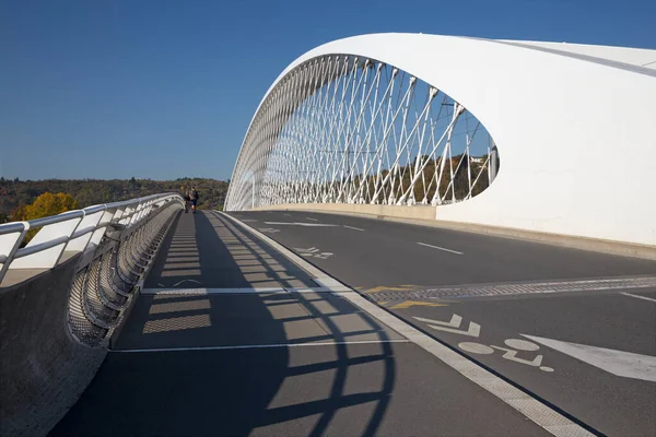 Prague Modern Arched Bridge Trojsky Most — Zdjęcie stockowe