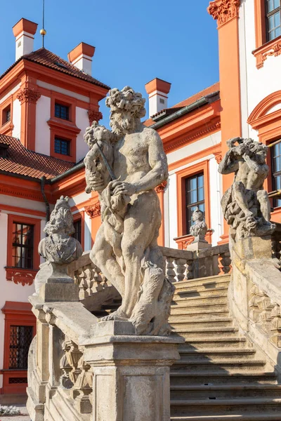 Prague Czech Republic October 2018 Statue Cronos Stairs Baroque Palace — Stockfoto