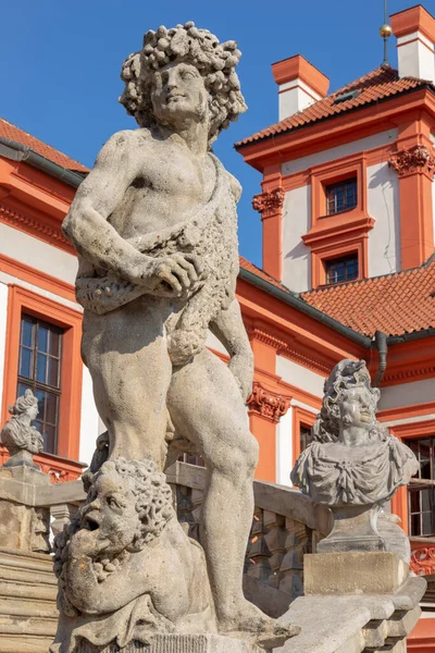 Prague Czech Republic October 2018 Statue Dionysus Stairs Baroque Palace — Stock Photo, Image