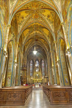 PRAGUE, CZECH REPUBLIC - OCTOBER 12, 2018: The nave of church Bazilika svatho Petra a Pavla na Vysehrade.