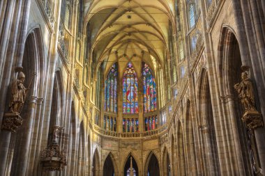 PRAGUE, CZECH REPUBLIC - OCTOBER 14, 2018: The gothic presbytery of St. Vitus cathedral.