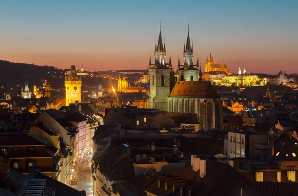 Prague Ville Avec Église Notre Dame Avant Tyn Château Avec — Photo