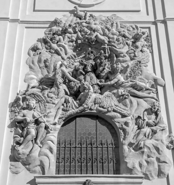 Praha Česká Republika Října 2018 Barokní Reliéf Apoštola Františka Assisi — Stock fotografie