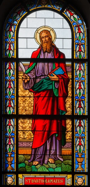 Prague Czech Republic October 2018 Apostle Saint Bartholomew Evangelist Stained — Stock Photo, Image