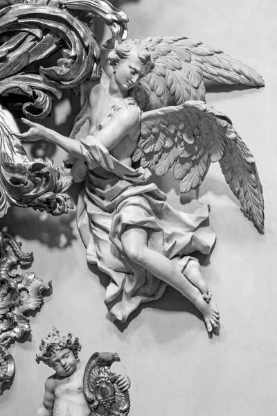 Prague Czech Republic October 2018 Carved Polychrome Baroque Statue Angel — Stock Photo, Image