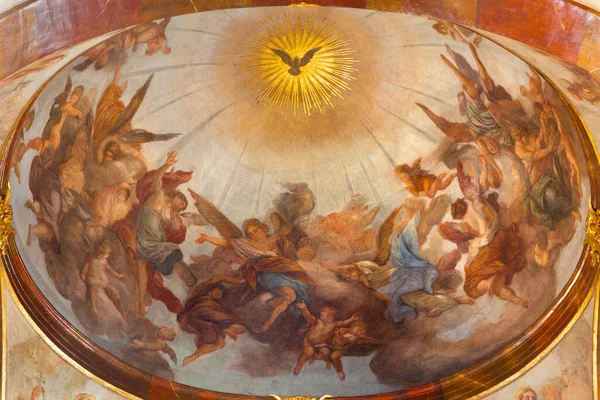 Prague Czech Republic October 2018 Ceiling Fresco Holy Spirit Angels — Stock Photo, Image