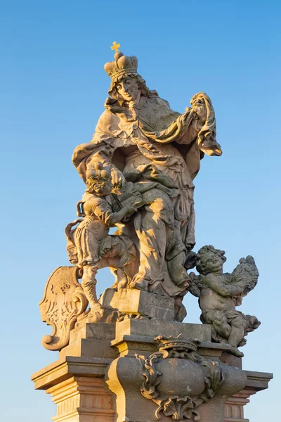 Prague Baroque Statue Ludmila Charles Bridge Matthias Braun 1730 — Stock Photo, Image