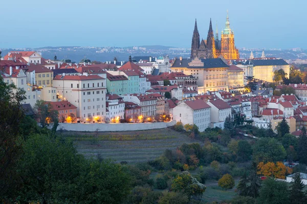 Praga Castillo Catedral Hradjalá San Vito Atardecer —  Fotos de Stock