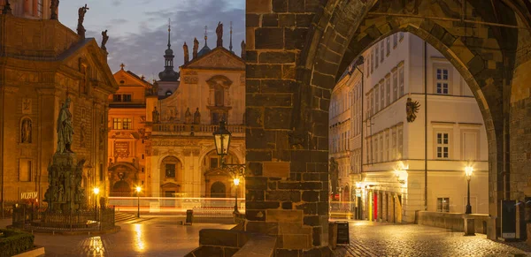 Praghe Tower Charles Bridge Kriovnick Morning — Stock Photo, Image