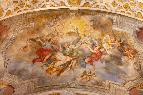 Acireale Italy April 2018 Lamb God Angels Fresco Ceiling Duomo — Stock Photo, Image