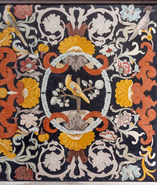 Modena Włochy Kwiecień 2018 Szczegóły Kamiennej Mozaiki Kwiatowej Pietra Dura — Zdjęcie stockowe