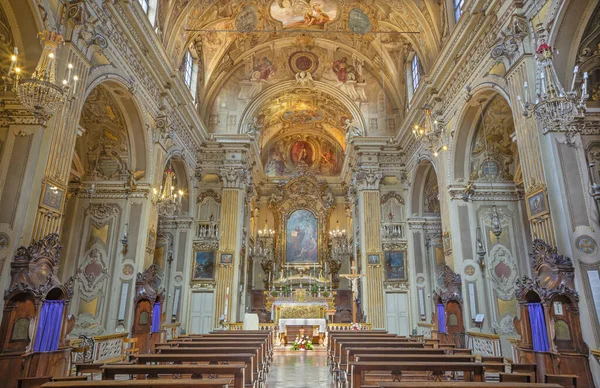 Modena Italy April 2018 Baroque Ceiling Fresco Barbara Church Chiesa — 图库照片