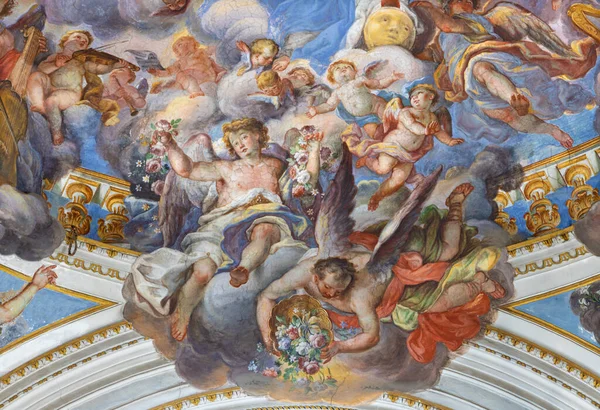 Catania Italy April 2018 Baroque Fresco Angels Detailing Coronation Virgin – stockfoto