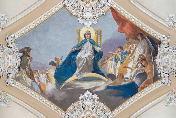 Catania Italia Huhtikuu 2018 Fresco Immaculate Conception Church Basilica Maria — kuvapankkivalokuva