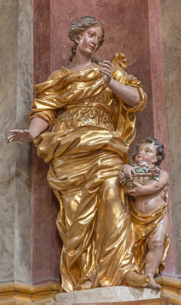 Praga Repubblica Ceca Ottobre 2018 Statua Policromo Scolpita Santa Elisabetta — Foto Stock