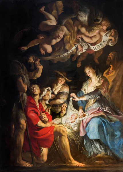 Antwerp Belgium September Paint Nativity Scene Baroque Great Painter Peter — Stock Photo, Image