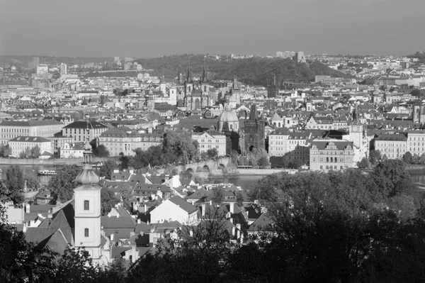 Prague View City Charles Bridge Old Town Evening Light Petrin — стоковое фото