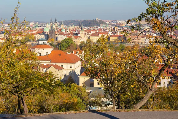 Praha Pohled Město Karlovým Mostem Starým Městem Večerním Světle Petřína — Stock fotografie
