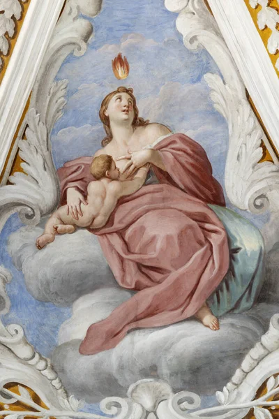 Acireale Itálie Dubna 2018 Freska Lásky Kardinální Ctnosti Kostele Chiesa — Stock fotografie