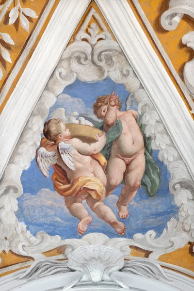 Acireale Italy April 2018 Fresco Baroque Angel Church Chiesa San — 스톡 사진