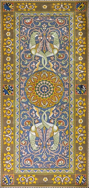 Taormina Italy April 2018 Ceiling Frescoes Hall Train Station Giardini — Stock Photo, Image