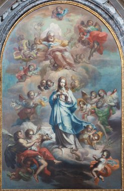 CATANIA, ITALY - 7 Nisan 2018: Chiesa di San Benedetto Kilisesi 'ndeki Kusursuz Gebelik Tablosu (1750 - 1800)).