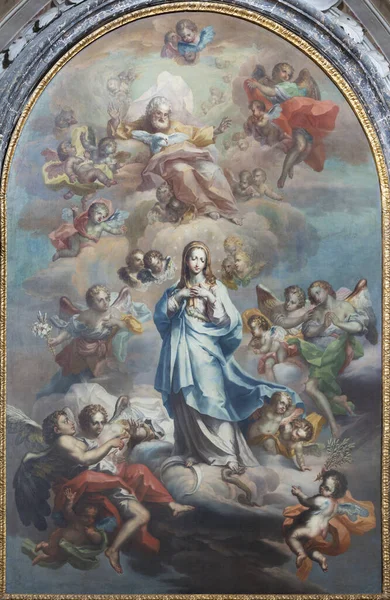 Catania イタリア エイプリル社2018年7月 セバスティアン モナコ 1750年 1800年 による教会での無原罪の概念の絵画Chiesa San Benedetto — ストック写真