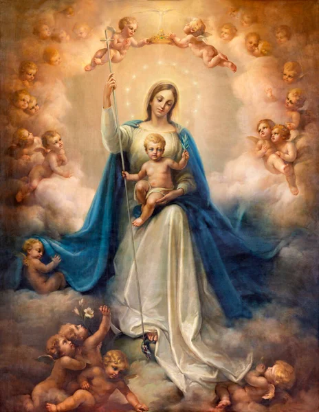 Katanien Italien April 2018 Målningen Madonna Vergine Maria Corredentrice Duomo — Stockfoto