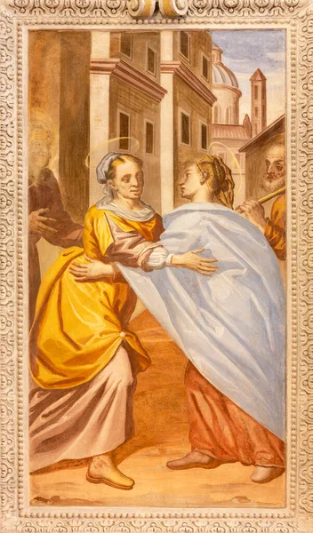 Ossuccio Italy May 2015 Baroque Fresco Visitation Church Sacro Monte — стокове фото