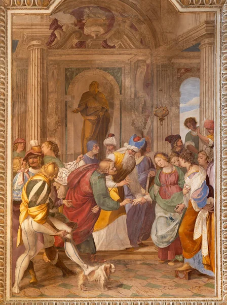Como Italië Mei 2015 Het Fresco Van Bruiloft Van Maagd — Stockfoto