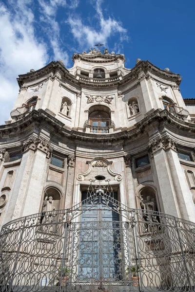 Catania Portal Barroco Chiesa San Placido —  Fotos de Stock