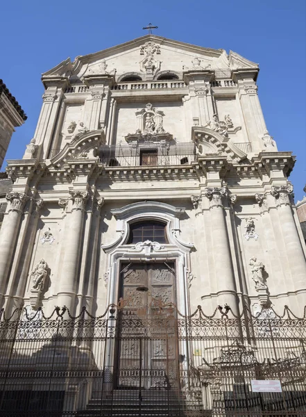 Catane Portail Baroque Église Chiesa San Benedetto — Photo