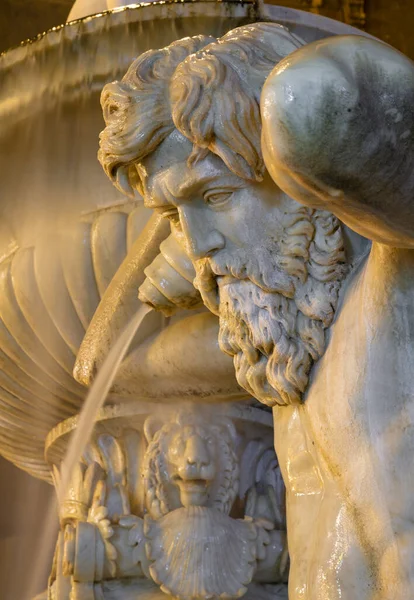 Catania Night Detail Tito Amenano Fountain Tito Angelini 1837 — Stock fotografie