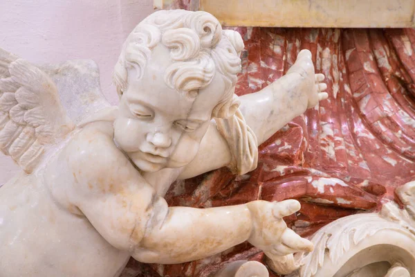 카타니아 Italy April 2018 Angels Baroque Marble Stoup Chiesa San — 스톡 사진