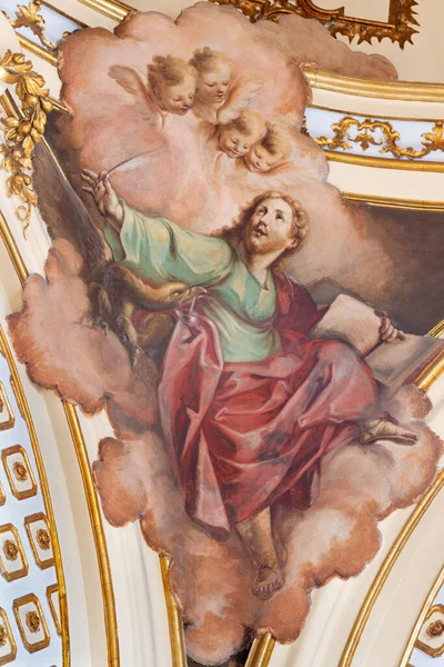 Katanie Itálie Dubna 2018 Freska Jana Evangelisty Kupoli Barokního Kostela — Stock fotografie