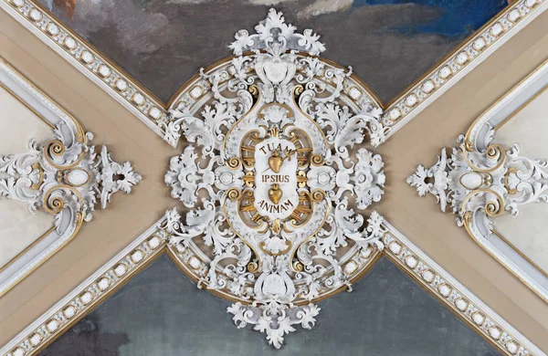 Catania Italy April 2018 Detail Baroque Stucco Ceiling Church Basilica — Stock Photo, Image