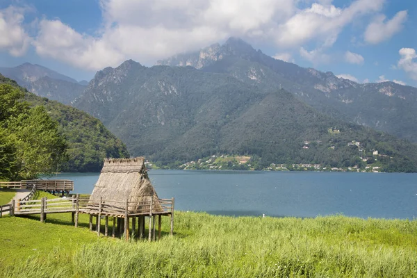 Lake Lago Ledro Alps Trentino District Prehistoric House — Stock Photo, Image