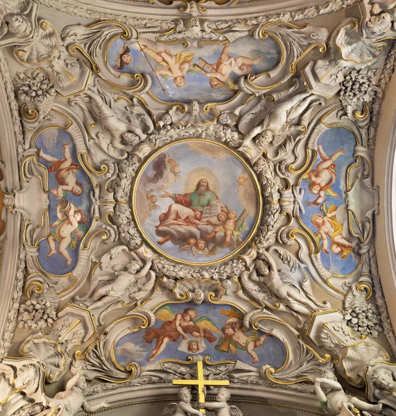 Menaggio Italy May 2015 Neobaroque Ceiling Fresco God Creator Church — Stock Photo, Image