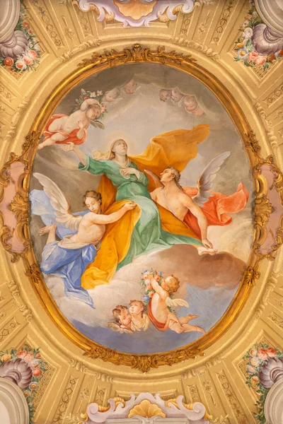 Menaggio Italy May 2015 Neobaroque Fresco Assumption Virgin Mary Church — Stock Photo, Image