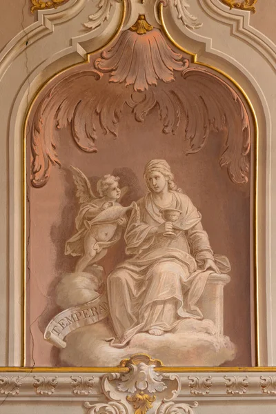 Ossuccio Italy May 2015 Baroque Fresco Temperance Virtue Church Sacro — Stock Photo, Image