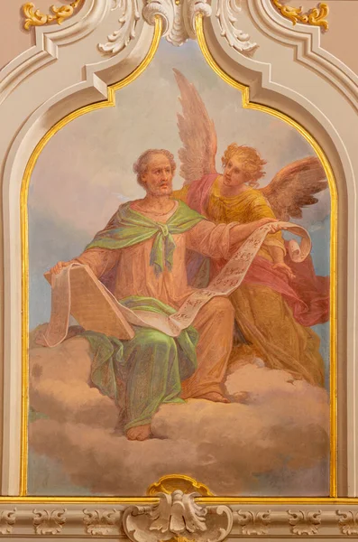 Menaggio Włochy Maj 2015 Neobarokowe Freski Mateusza Ewangelisty Kościele Chiesa — Zdjęcie stockowe
