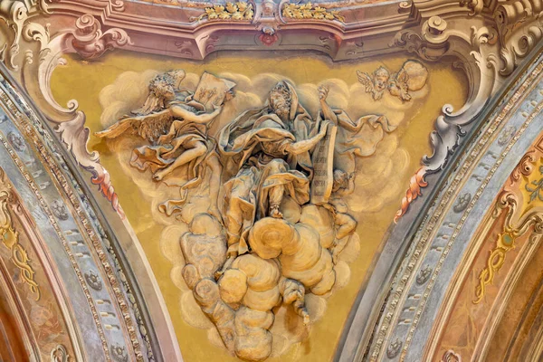 Como Olaszország Május 2015 Stukkó Próféta Isaiah Kupola Templom Santuario — Stock Fotó