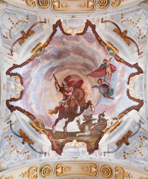 Como Itálie Května 2015 Naronická Freska Jiří Chruch Chiesa San — Stock fotografie